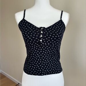 Brandy Melville Navy Floral Women's Top